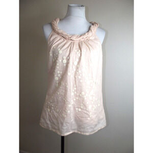 Ann Taylor Loft Sequin TOP - Size MEDIUM - Twisted Neckline Peach Sequin